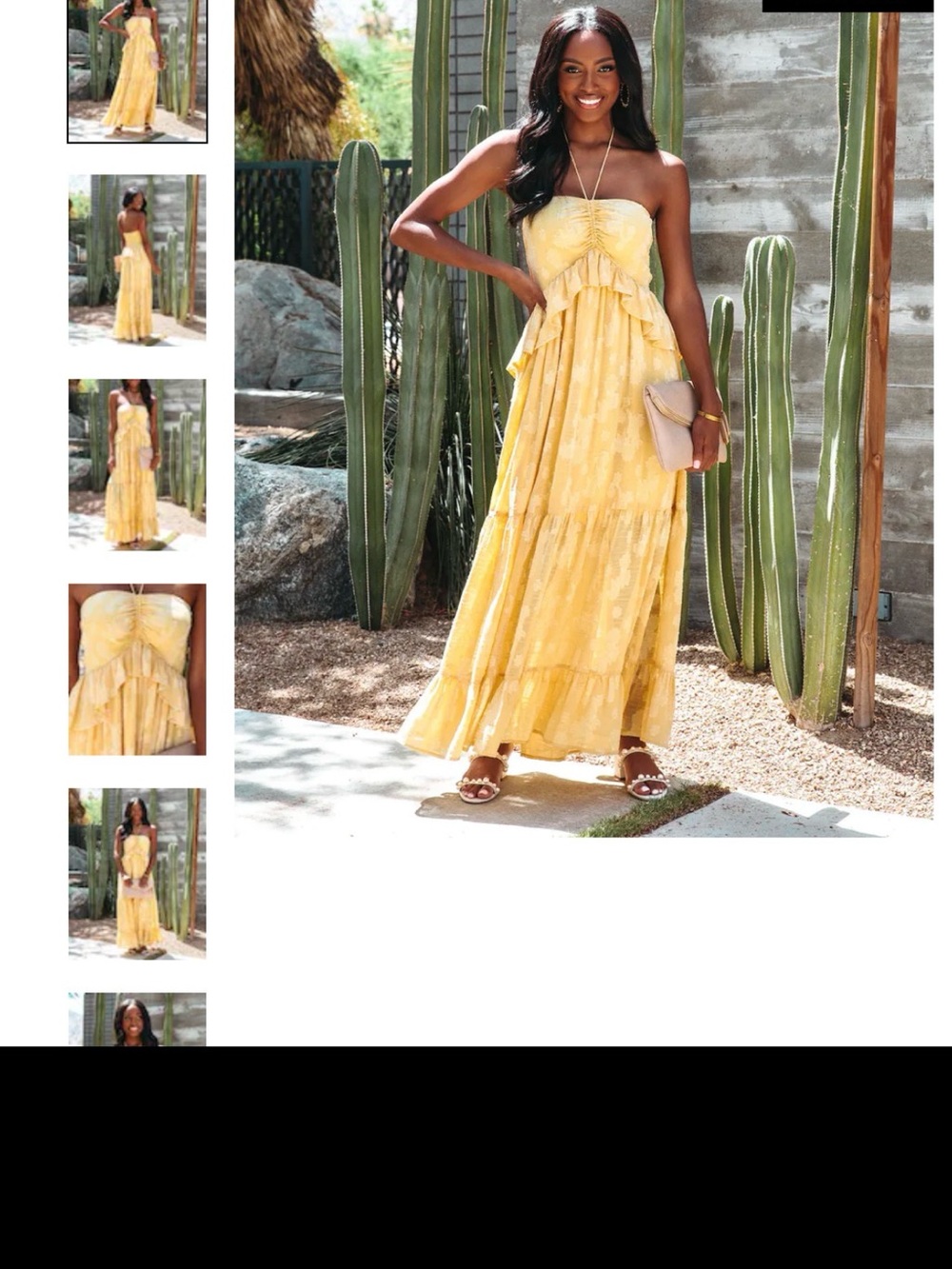 VICI Strapless Yellow Tiered Maxi Dress XL